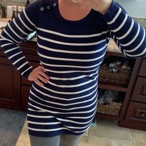 Navy striped tunic maternity sweater